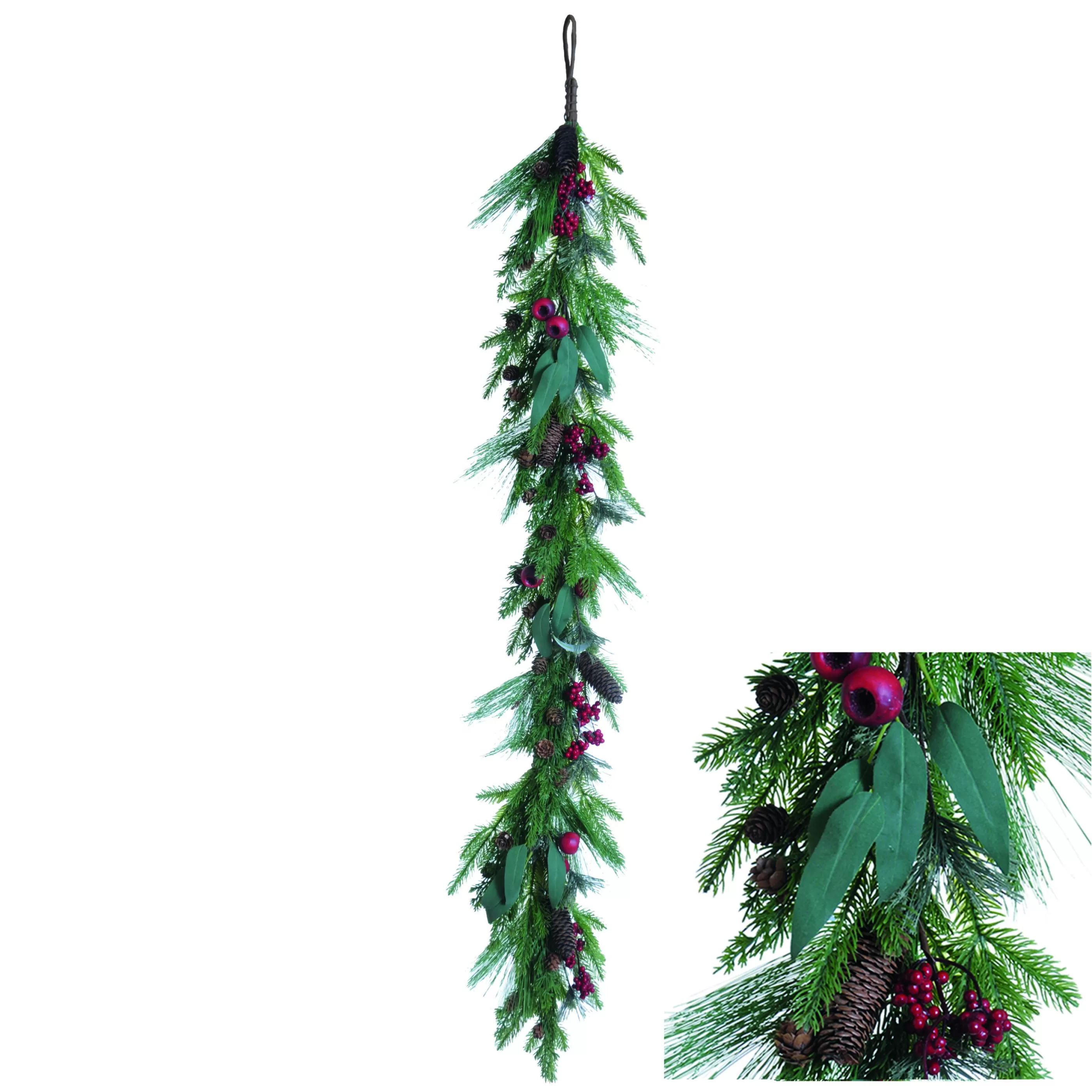 130Cm Garland With Red Berries Apple And Pinecone*Christmas Land Discount