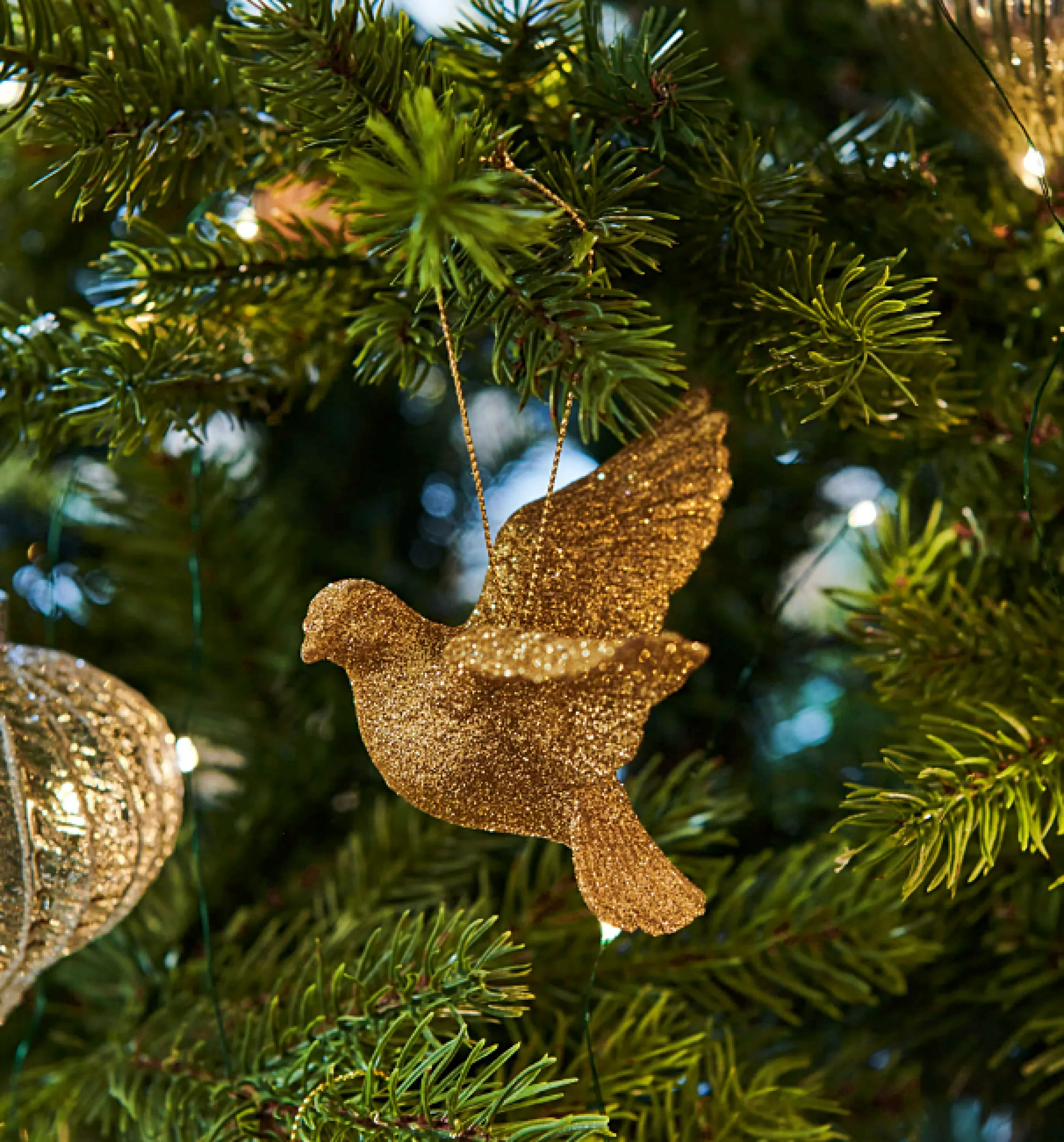 Gold Glitter Acrylic Dove*Christmas Land Clearance